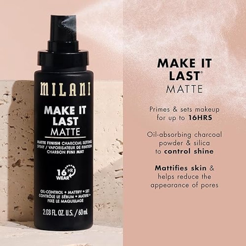 MILANI MATTE FINISH SETTING SPRAY + PRIMER FOR OILY SKIN, 2.03 FL. OZ