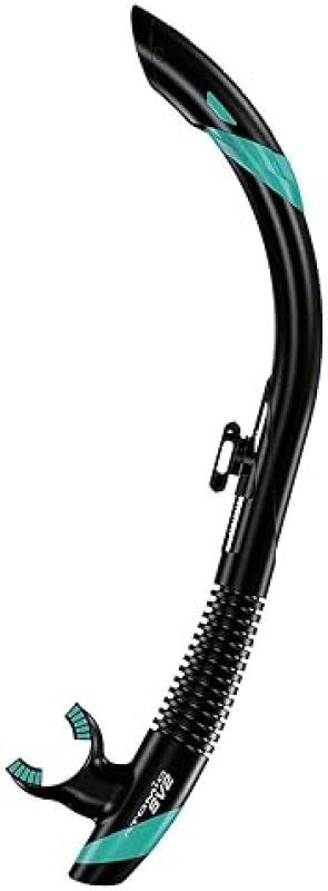 ATOMIC AQUATICS SV2 FLEX SNORKEL IN BLACK/AQUA COLOR - TOP QUALITY SNORKELING GEAR