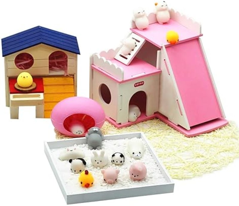 KINGYAO KAWAII MOCHI SQUISHIES SET - 24PCS STRESS RELIEVER TOYS FOR KIDS WITH STORAGE BOX