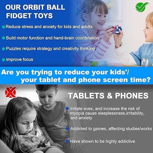 ONCOFAN ORBIT BALL FIDGET TOY - BEADS TRACK INFINITY CUBE STRESS RELIEF - SENSORY TOY FOR AUTISTIC ADHD - KIDS & ADULTS'
