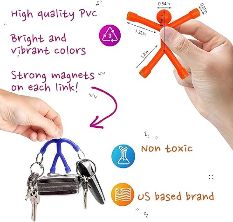 MAGMEN STRETCHY MAGNETIC TRAVEL FIDGET TOYS FOR KIDS & ADULTS, AGES 3+, SET OF 10 OPAQUE