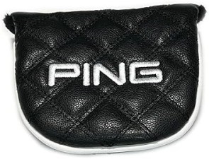 PING BLACK LEATHER PING UNIVERSAL ROUND PUTTER HEADCOVER WITH MAGNET CLOSURE