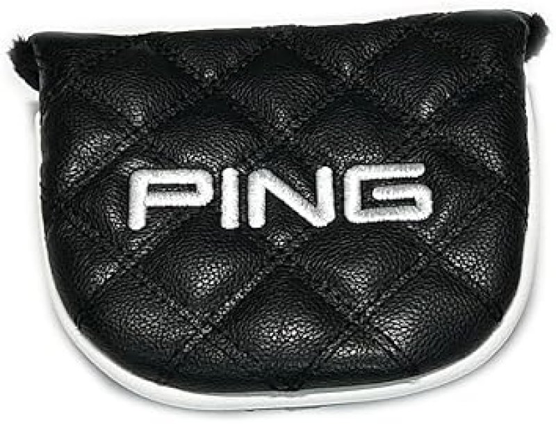 PING BLACK LEATHER PING UNIVERSAL ROUND PUTTER HEADCOVER WITH MAGNET CLOSURE