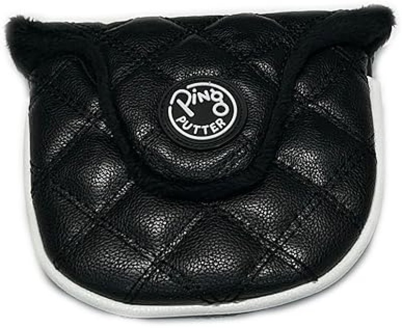 PING BLACK LEATHER PING UNIVERSAL ROUND PUTTER HEADCOVER WITH MAGNET CLOSURE
