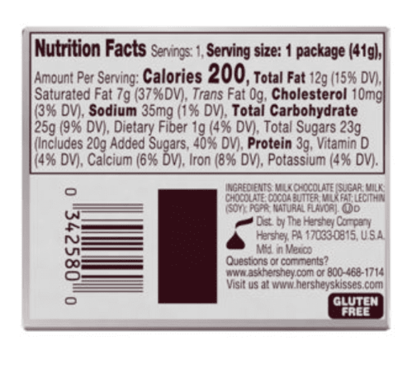 HERSHEY KISSES MILK CHOCOLATE 1.45OZ - SINGLE PACK