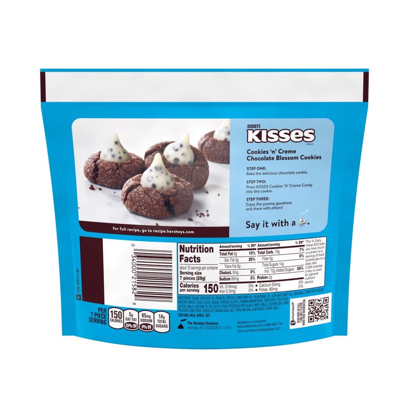 HERSHEY'S KISSES COOKIES 'N' CREME SHARE PACK 10 OZ, CANDY
