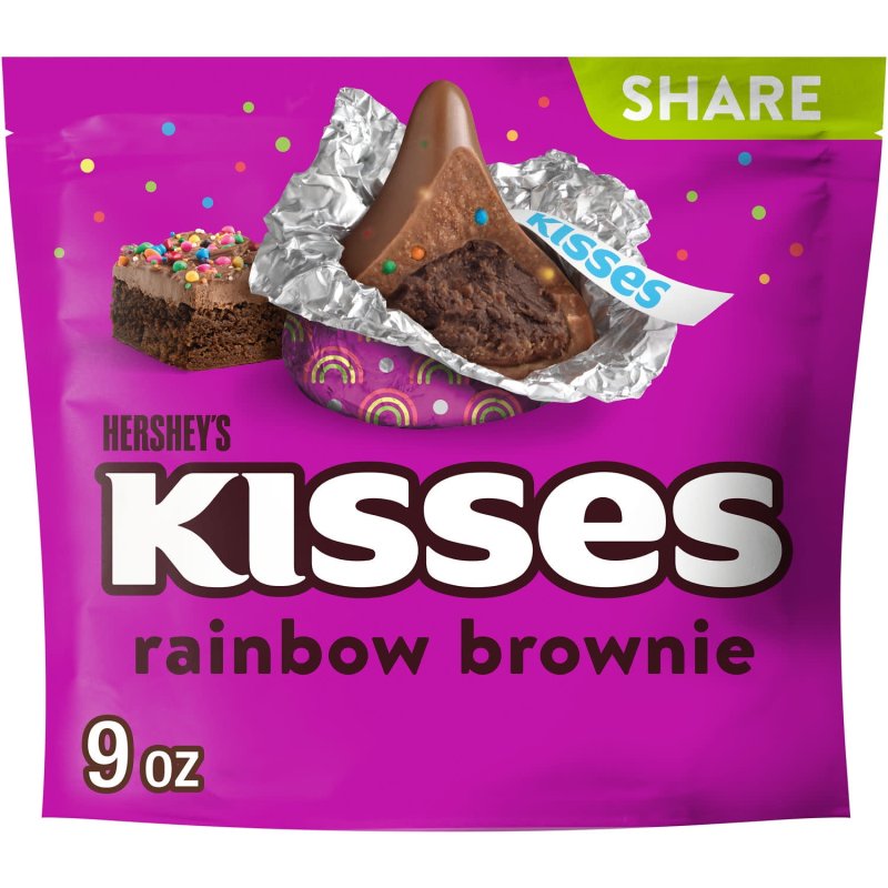 HERSHEY'S RAINBOW BROWNIE FLAVORED KISSES SHARE PACK, 9 OZ