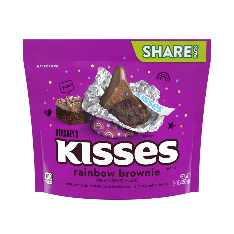 HERSHEY'S RAINBOW BROWNIE FLAVORED KISSES SHARE PACK, 9 OZ