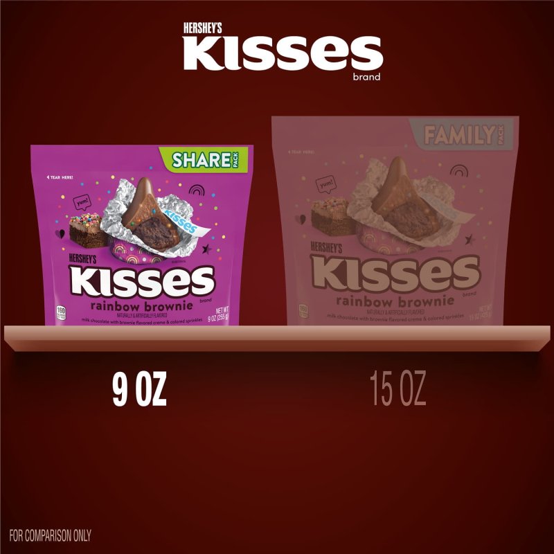 HERSHEY'S RAINBOW BROWNIE FLAVORED KISSES SHARE PACK, 9 OZ