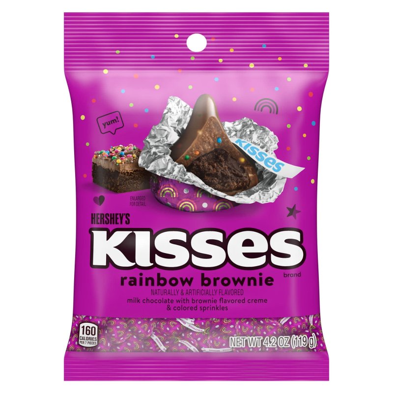 HERSHEY'S KISSES RAINBOW BROWNIE CANDY, 4.2 OZ BAG