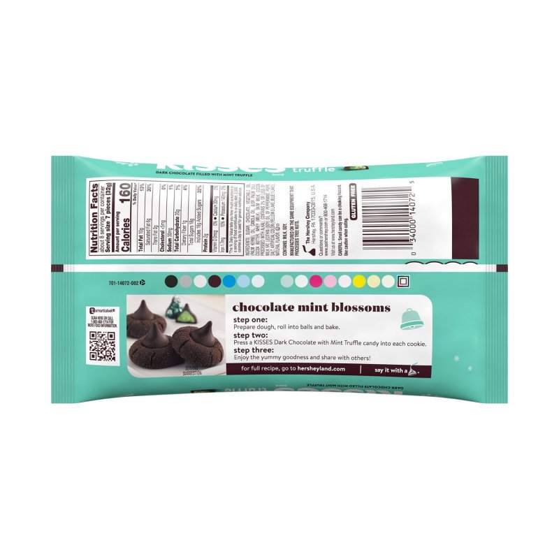 HERSHEY'S MINT TRUFFLE KISSES CHRISTMAS CANDY, 9 OZ BAG