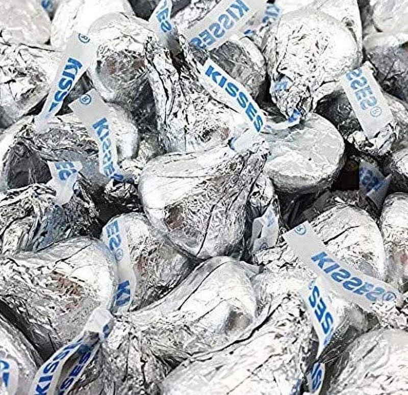 HERSHEY'S KISSES MILK CHOCOLATE SILVER FOIL CANDY - 5LB BULK BAG