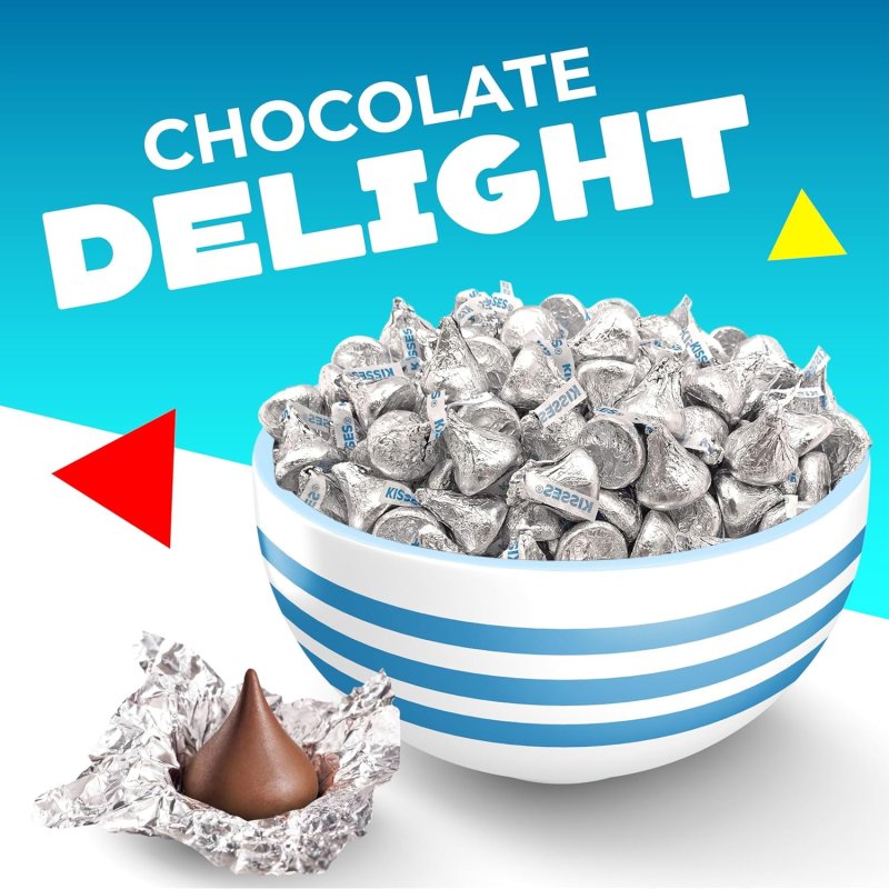 HERSHEY'S KISSES MILK CHOCOLATE SILVER FOIL CANDY - 5LB BULK BAG