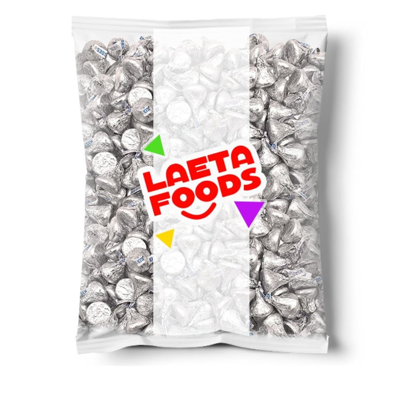 HERSHEY'S KISSES MILK CHOCOLATE SILVER FOIL CANDY - 5LB BULK BAG