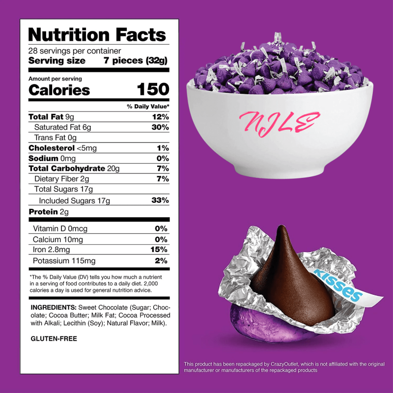 HERSHEY'S KISSES SPECIAL DARK CHOCOLATE CANDY - INDIVIDUALLY WRAPPED - BULK PACK - 4LB
