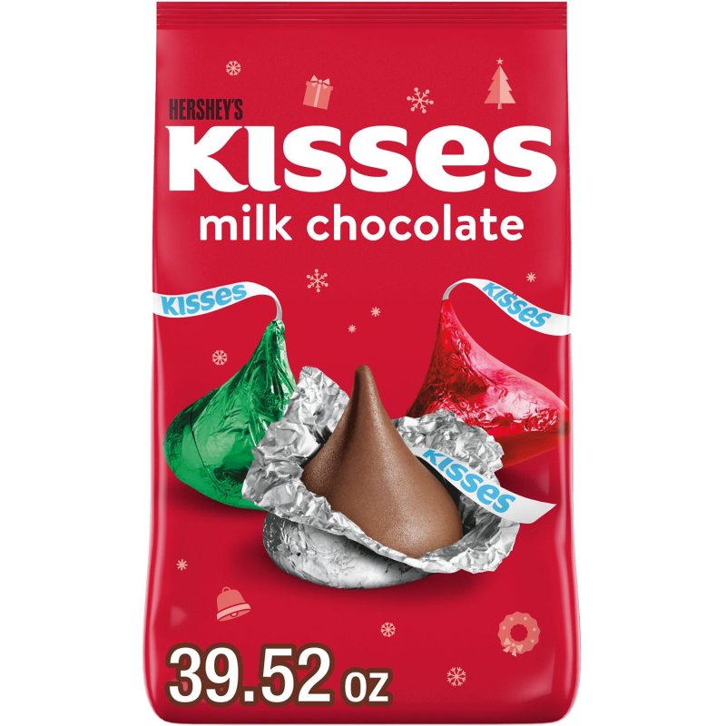 HERSHEY'S KISSES MILK CHOCOLATE CHRISTMAS CANDY, BULK BAG - 39.52 OZ