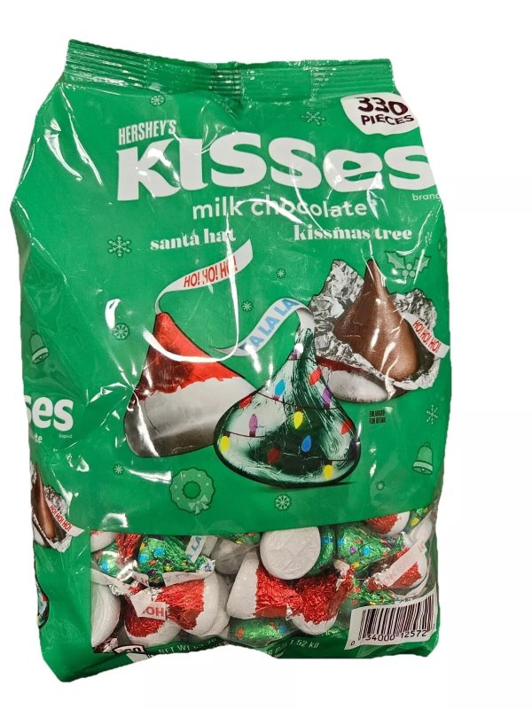 HERSHEY'S SANTA HAT & KISSMAS TREE KISSES 330 CT ASSORTED MILK CHOCOLATES