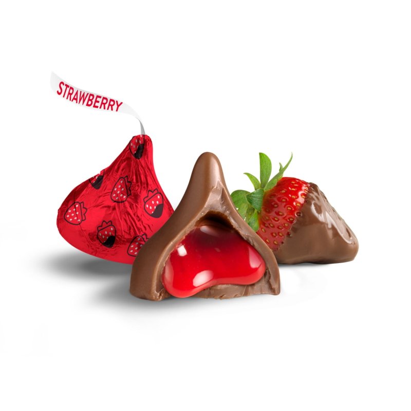 HERSHEY'S KISSES CHOCOLATE DIPPED STRAWBERRY FLAVORED VALENTINE'S CANDY, 9 OZ BAG