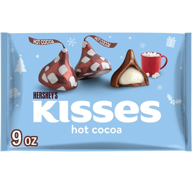HERSHEY'S KISSES HOT COCOA MILK CHOCOLATE CHRISTMAS CANDY, 9 OZ BAG