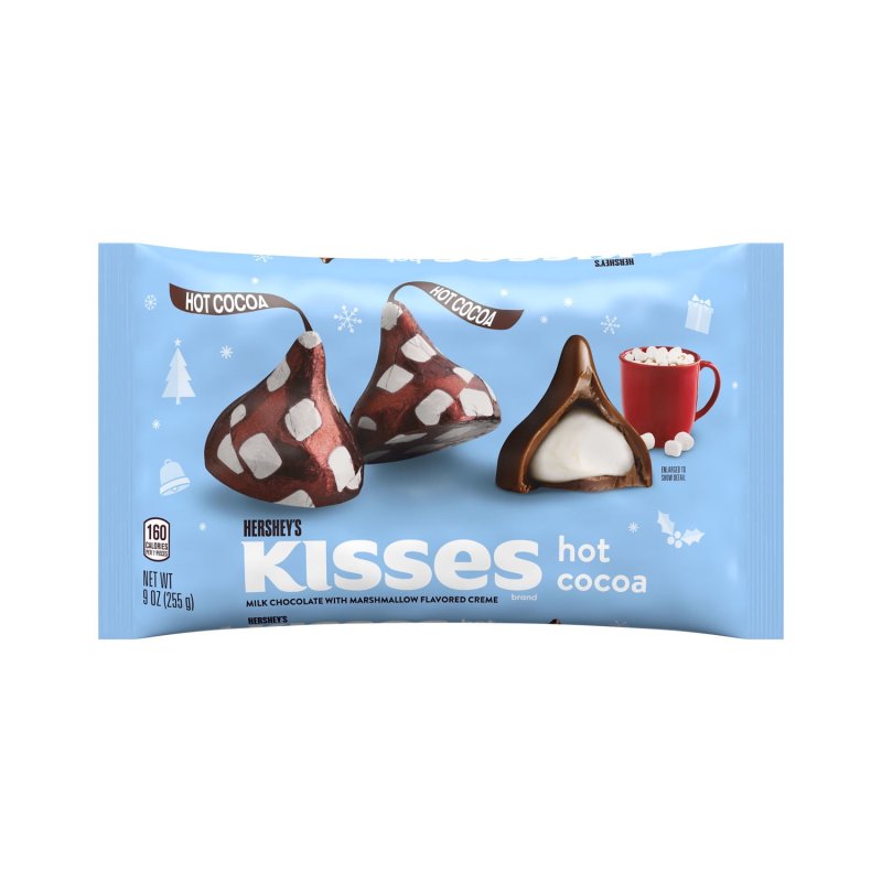 HERSHEY'S KISSES HOT COCOA MILK CHOCOLATE CHRISTMAS CANDY, 9 OZ BAG