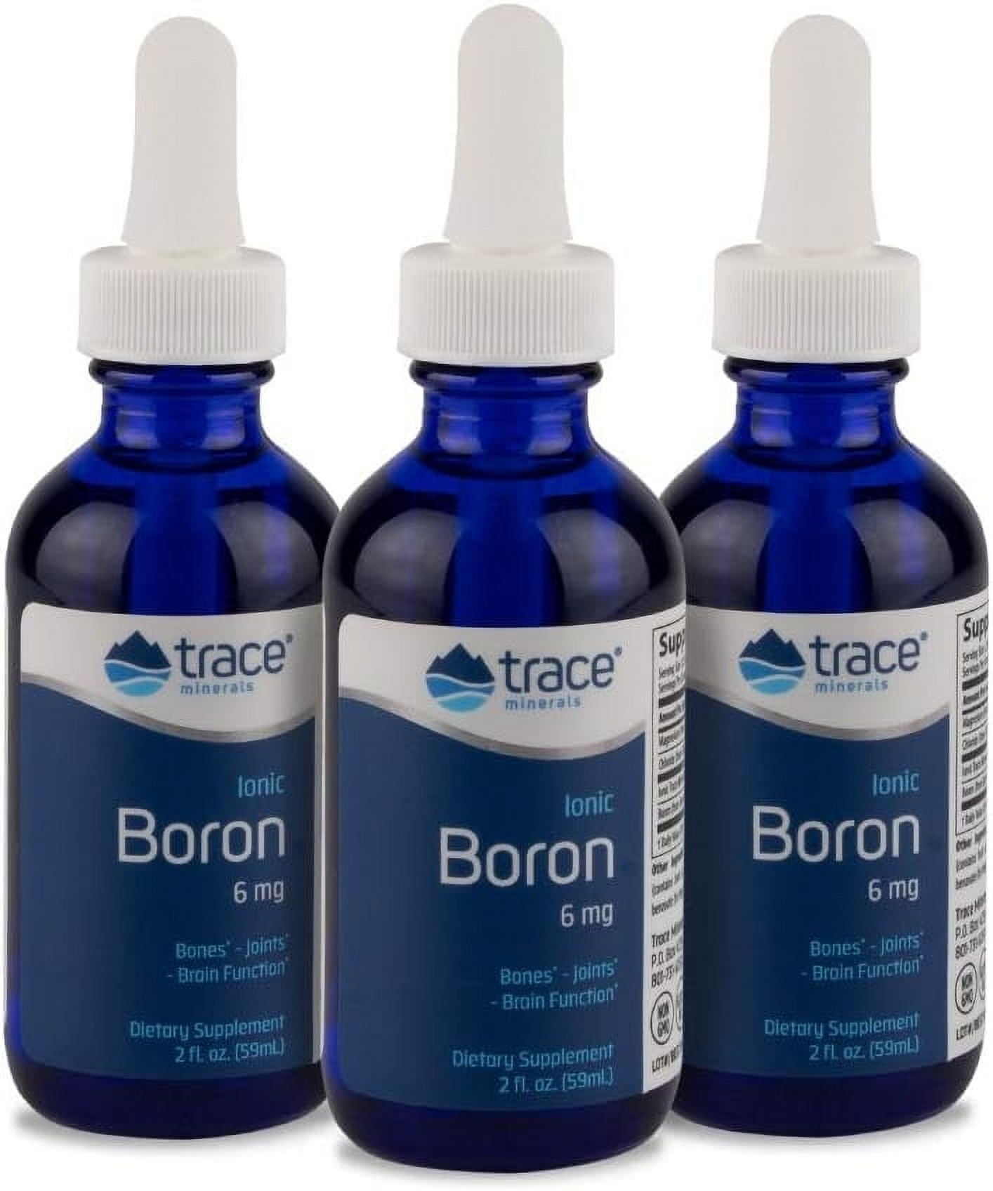 TRACE MINERALS LIQUID IONIC BORON SUPPLEMENT | SUPPORTS BONE, BRAIN, & JOINT HEALTH | 144 SERVINGS, 2 FL OZ (3 PACK)