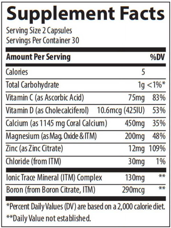 TRACE MINERALS CORAL CALCIUM WITH CONCENTRACE | GLUTEN-FREE | 60 VEGETARIAN CAPSULES