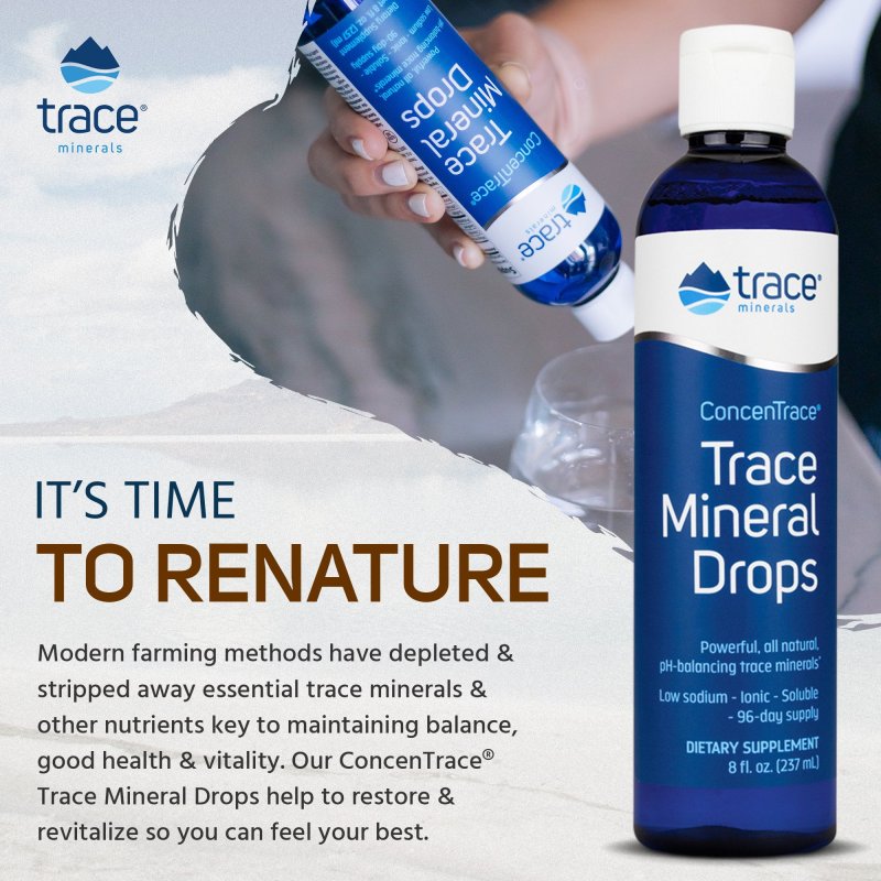 TRACE MINERALS CONCENTRACE PH BALANCING TRACE MINERAL DROPS, DAILY MAGNESIUM & POTASSIUM SUPPLEMENT | GLUTEN-FREE