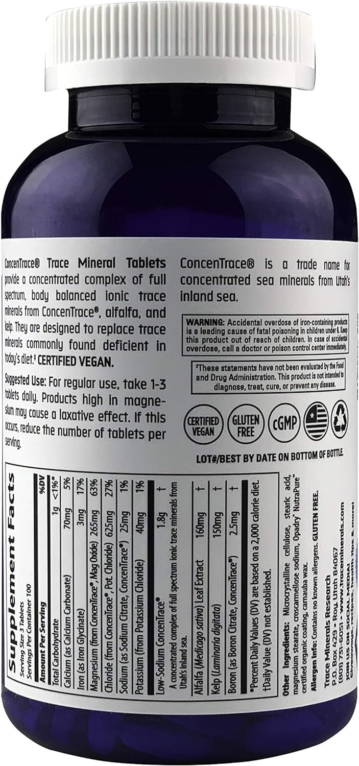TRACE MINERALS CONCENTRACE DROPS: FULL SPECTRUM MINERALS FOR ENERGY & HYDRATION | 90 TABLETS