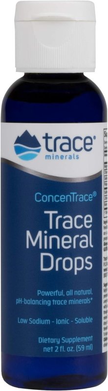TRACE MINERALS CONCENTRACE DROPS: IONIC LIQUID MINERALS FOR ENERGY & HYDRATION | MAGNESIUM, CHLORIDE, POTASSIUM | LOW SODIUM | 24-DAY SUPPLY | 2 FL OZ