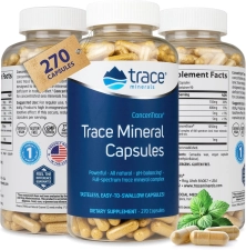 TRACE MINERALS LOW-SODIUM TRACE MINERALS CAPSULES | DAILY MAGNESIUM & POTASSIUM SUPPLEMENT | FULL SPECTRUM ELECTROLYTES | VEGAN & NON-GMO | 270 CAPSULES