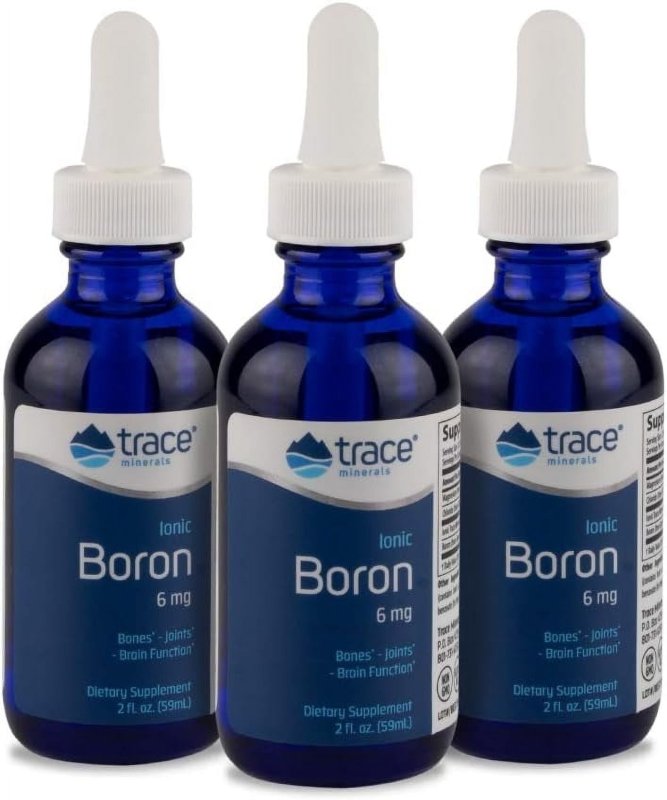 TRACE MINERALS LIQUID IONIC BORON 6MG - SUPPORTS BONE, BRAIN & JOINTS - 144 SERVINGS, 2 FL OZ (3 PACK)
