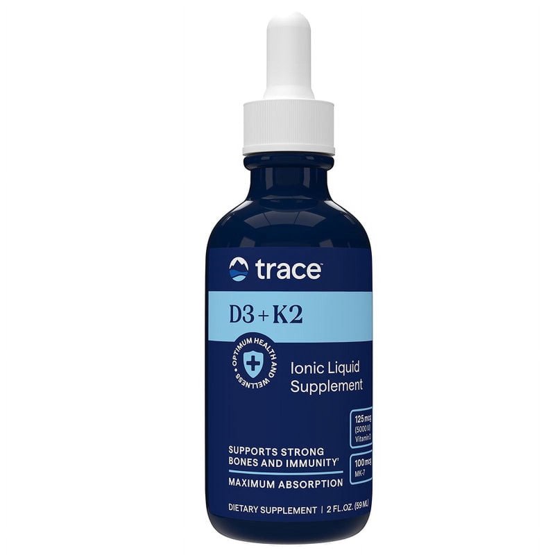 TRACE MINERALS CONCENTRATED LIQUID IONIC VITAMIN D3 + K2 WITH TRACE MINERALS, 2 FL OZ - SUPPORTS BONE, HEART & IMMUNE HEALTH