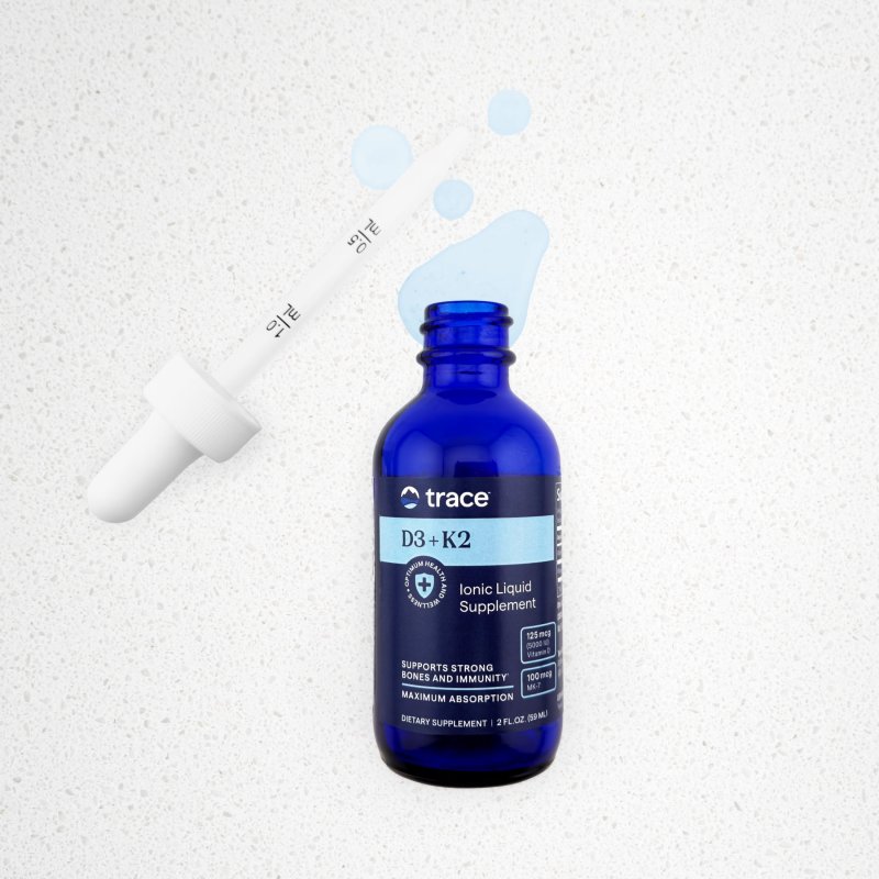 TRACE MINERALS CONCENTRATED LIQUID IONIC VITAMIN D3 + K2 WITH TRACE MINERALS, 2 FL OZ - SUPPORTS BONE, HEART & IMMUNE HEALTH