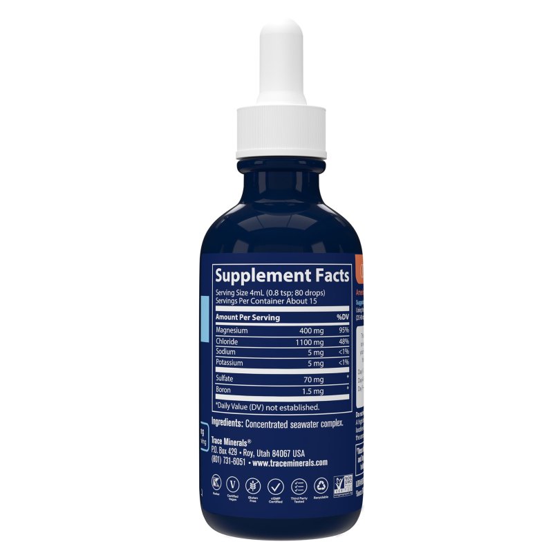 TRACE MINERALS LIQUID IONIC MAGNESIUM 400MG - SUPPORTS HEART HEALTH, BLOOD PRESSURE, MOOD, SLEEP, ENERGY - 2OZ