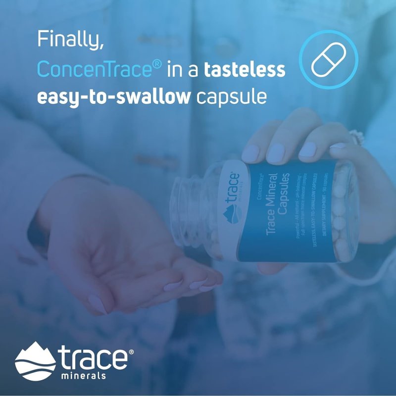 TRACE MINERALS CONCENTRACE LOW-SODIUM CAPSULES | DAILY MAGNESIUM & POTASSIUM SUPPLEMENT | FULL SPECTRUM ELECTROLYTES | VEGAN | NON GMO | GLUTEN FREE | 270 CAPS