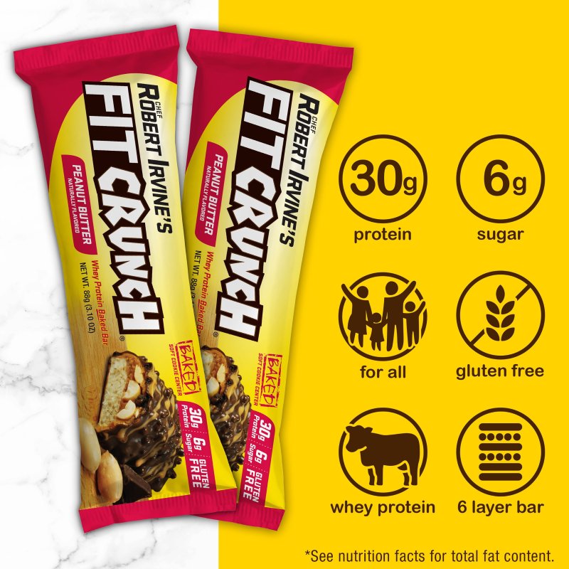 FITCRUNCH CHEF ROBERT IRVINE'S FITCRUNCH PEANUT BUTTER PROTEIN BAR (3-PACK) - 30G PROTEIN, 3.1 OZ