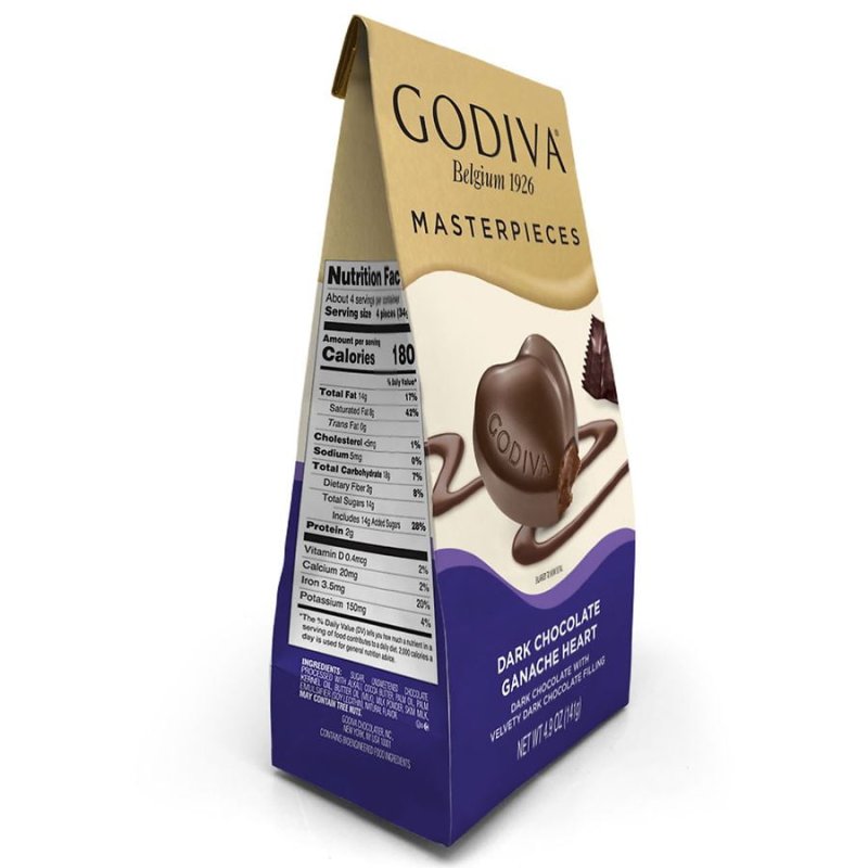 GODIVA DARK CHOCOLATE GANACHE HEART CHOCOLATES 4.9OZ BAG