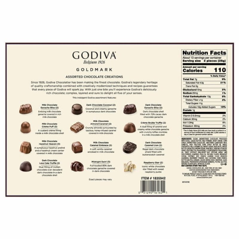 GODIVA ASSORTED CHOCOLATE BOX 11.3 OZ - PREMIUM BELGIAN CHOCOLATES