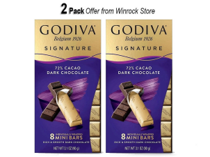 GODIVA SIGNATURE DARK CHOCOLATE MINI BARS 2-PACK, 3.1 OZ EACH