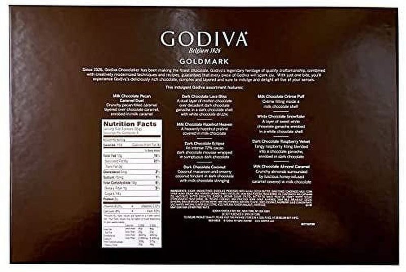 GODIVA BELGIUM GOLDMARK ASSORTED CHOCOLATE, 11.3 OZ - 26 PIECES