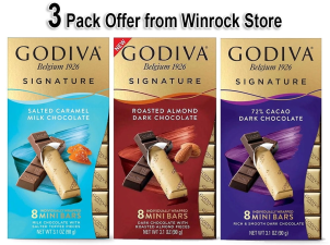 GODIVA DARK CHOCOLATE MINI BARS VARIETY PACK, 24 COUNT