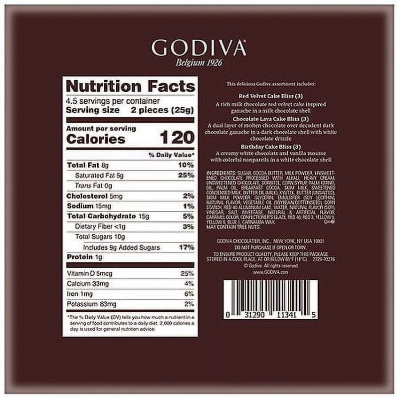 GODIVA GOLDMARK ASSORTED CAKE CHOCOLATES GIFTBOX - 3.8 OZ