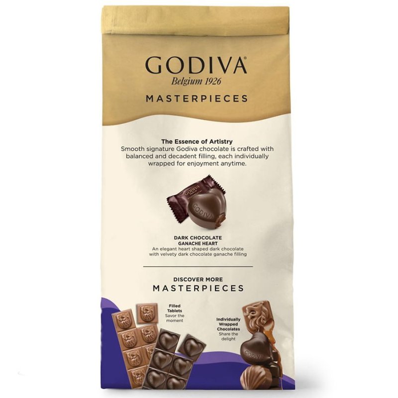 GODIVA DARK CHOCOLATE GANACHE HEART CHOCOLATES - 4.9OZ BAG, PACK OF 2