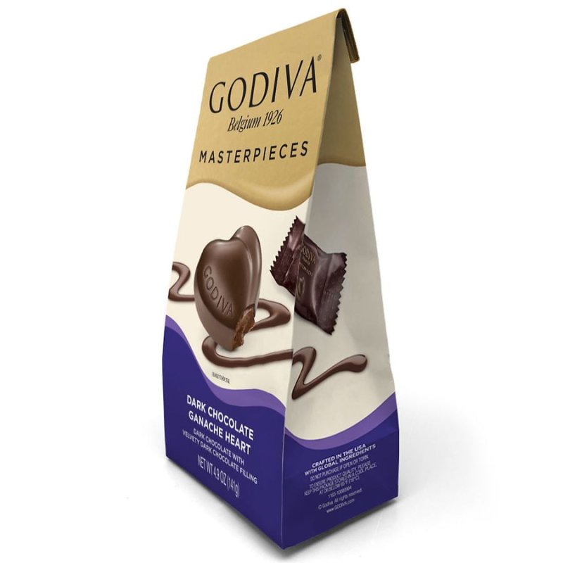 GODIVA DARK CHOCOLATE GANACHE HEART CHOCOLATES - 4.9OZ BAG, PACK OF 2