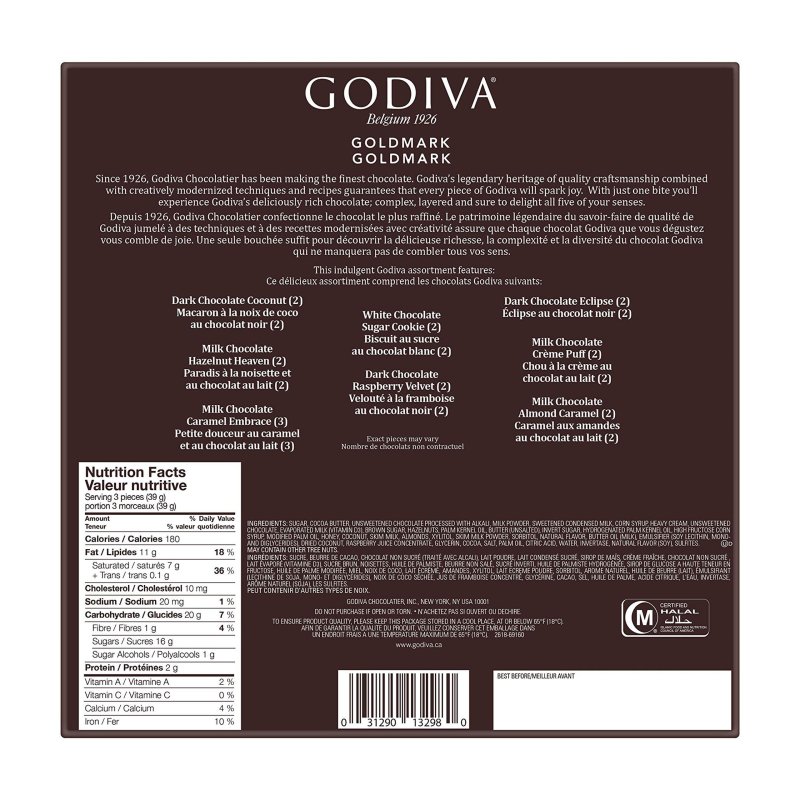 GODIVA GOLDMARK ASSORTED CHOCOLATE GIFT BOX - PREMIUM CHOCOLATE TREATS (17 PC)