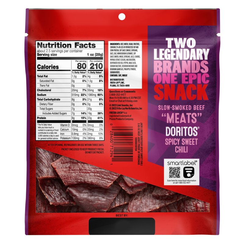 JACK LINK’S DORITOS SPICY SWEET CHILI BEEF JERKY, 2.65 OZ