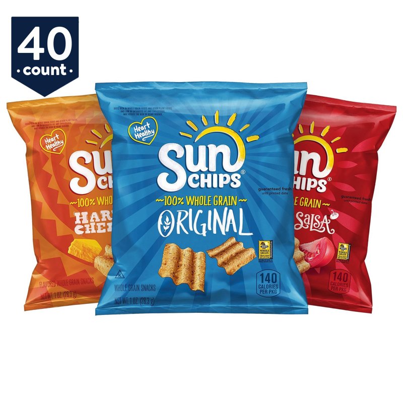 SUNCHIPS MULTIGRAIN CHIPS VARIETY PACK, 1 OZ BAGS, 40-COUNT BUNDLE