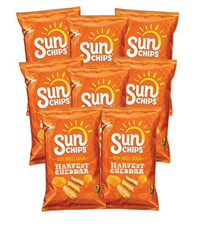 SUNCHIPS HARVEST CHEDDAR MULTIGRAIN SNACK, 1.5 OZ BAG, PACK OF 8