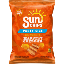 SUNCHIPS HARVEST CHEDDAR FLAVORED WHOLE GRAIN SNACKS, 12 OZ BAG