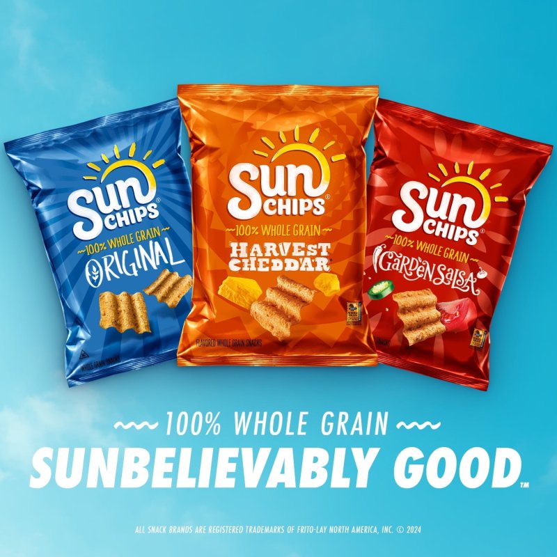 SUNCHIPS HONEY BBQ WHOLE GRAIN SNACK CHIPS, 7 OZ BAG, PACK OF 3